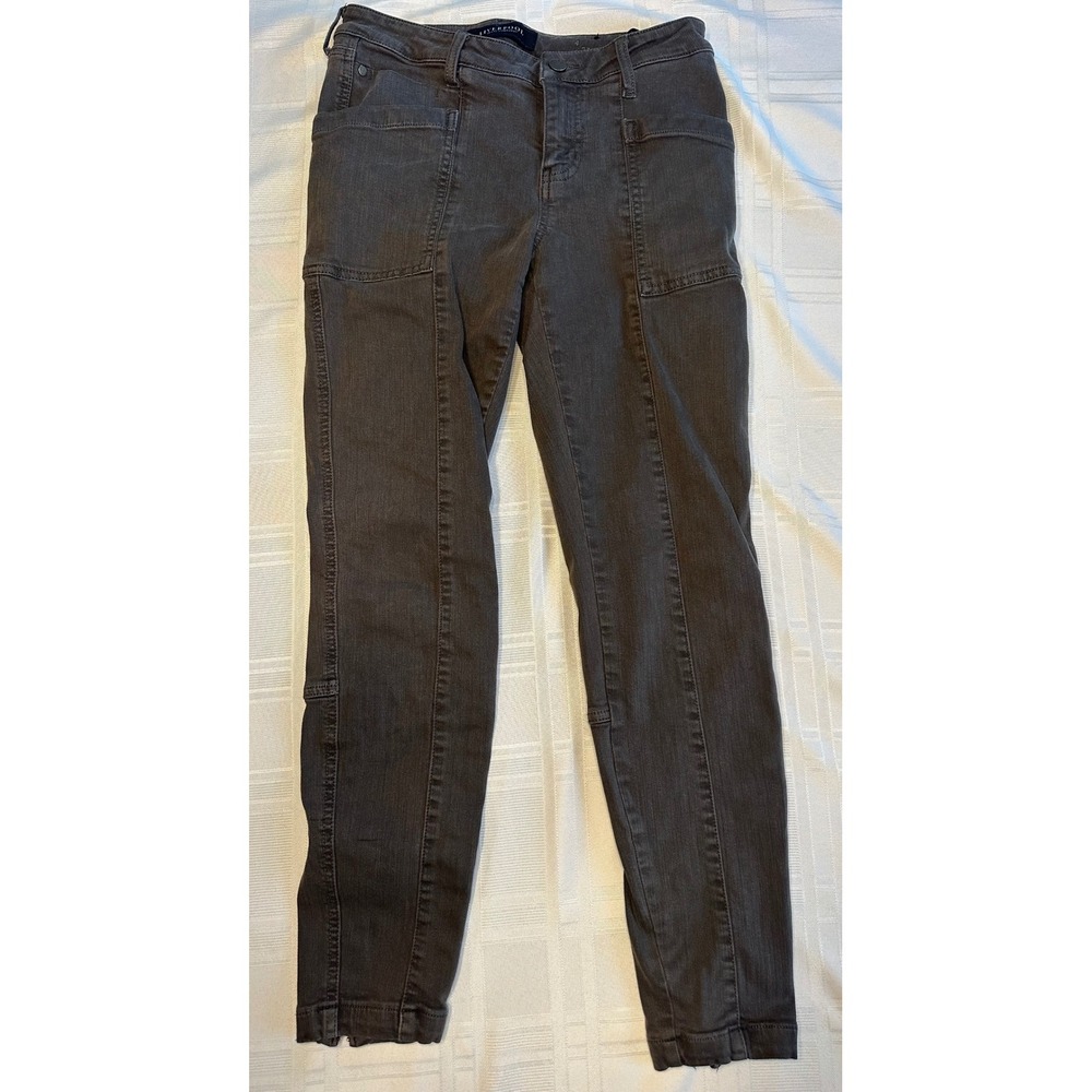 Liverpool Ankle Cargo Women 4/27 Olive Cypress Dk Olv Slim Utility Zipper Hem